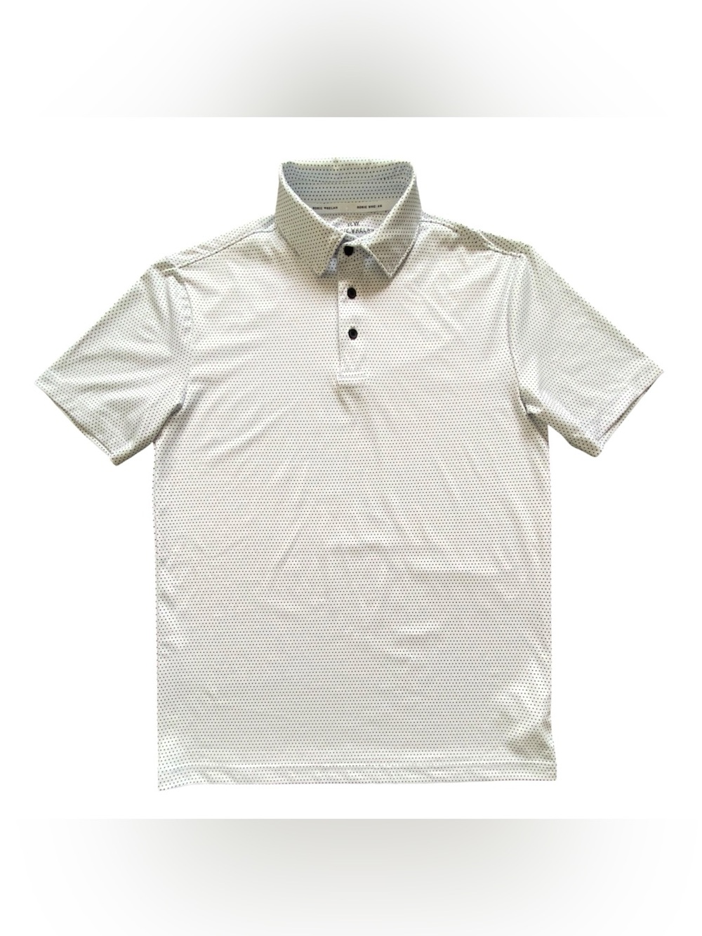 Rorie Whelan Golf Shirt Mens Small White Polka Dot Short Sleeve Polo